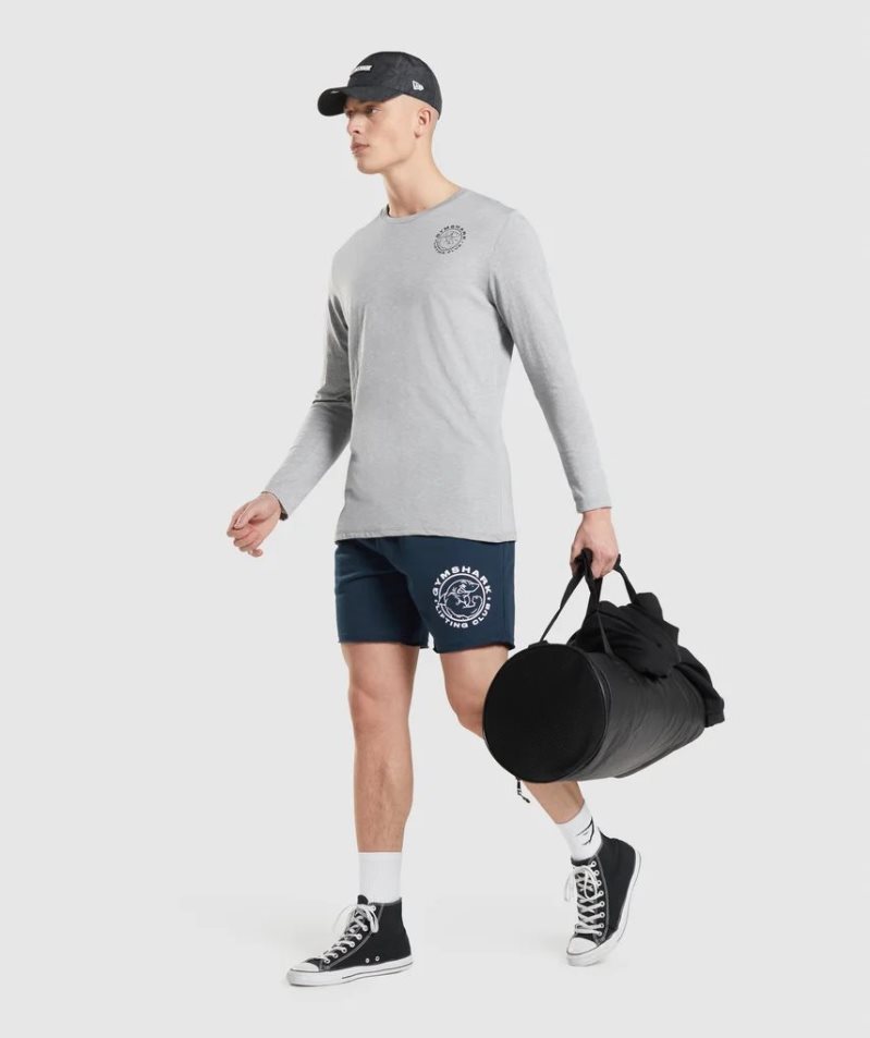 Men's Gymshark Legacy Long Sleeve T-Shirts Light Grey | NZ 6LGNRA